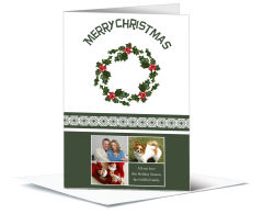 Holly Christmas Wreath Cards with multiple photo 5.50